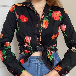 TWO 1970s polyester button ups